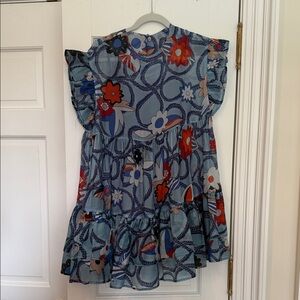 CeliaB Blue and Red Floral Blouse